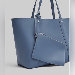 Zara Blue Reversible Tote with Detachable Wristlet - NWT